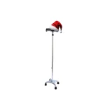 A white quad walking stick with a red Santa hat placed on the handle, shown on a plain white background for a festive holiday look.