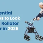rollator walker for seniors with a seat and storage bag.