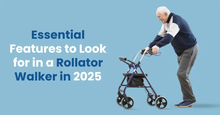 rollator walker for seniors with a seat and storage bag.