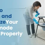 Step-by-step visual guide showing how to properly clean and sanitize a bedside commode chair for optimal hygiene and bathroom safety
