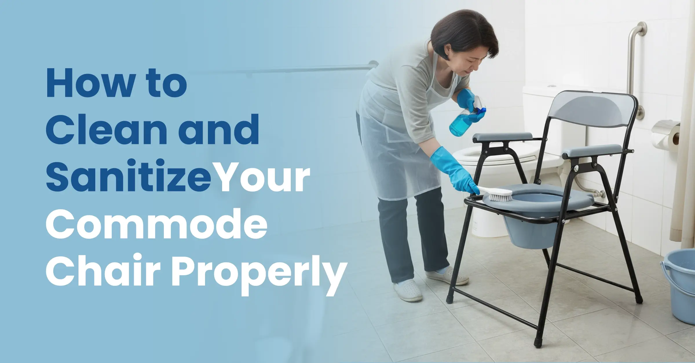 Step-by-step visual guide showing how to properly clean and sanitize a bedside commode chair for optimal hygiene and bathroom safety