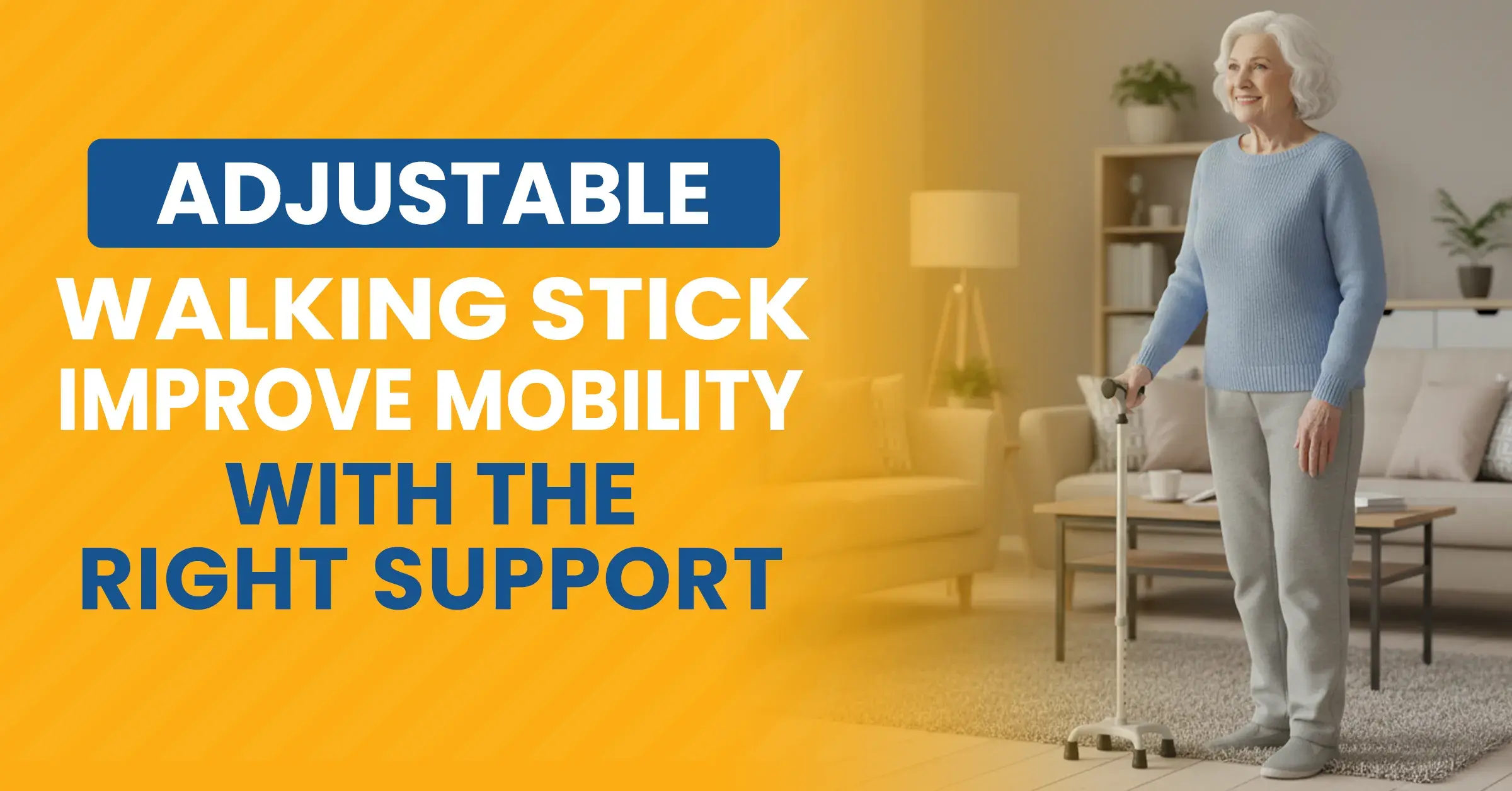 An adjustable walking stick providing optimal support for improved mobility and balance.